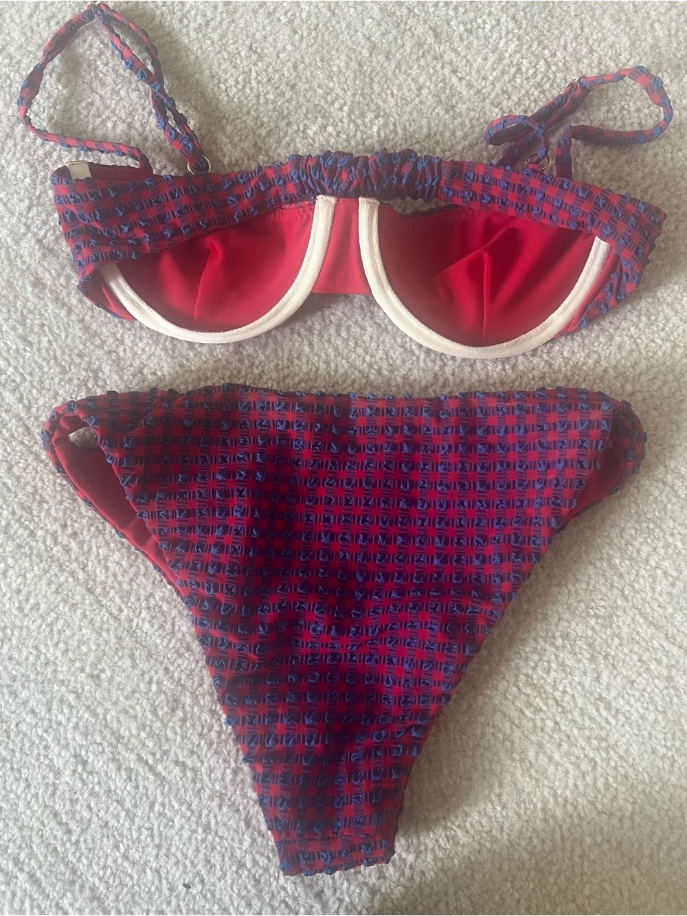 Red & Blue Patterned Bikini Set - Picture 2 of 4